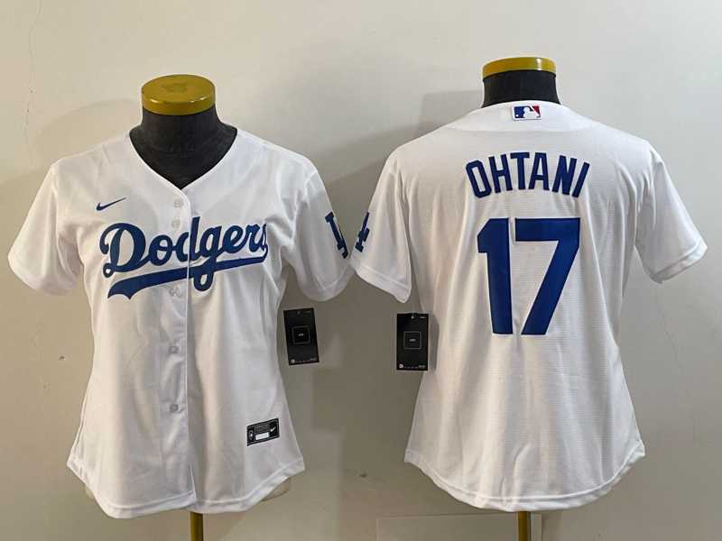 Womens Los Angeles Dodgers #17 Shohei Ohtani White Stitched Cool Base Nike Jersey